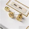 Stud 18k Gold M Brandbuchstaben Designer Ohrringe für Frauen Retro Vintage Luxus Rundkreis Doppelseite tragen chinesische Ohrring -Ohrringe Dhapx