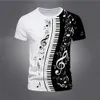 T-shirts voor heren piano muzieknoot 3D print zomer t-shirts strtwear boys grils mode oversized korte slev t shirt ts tops heren kleding t240505