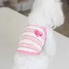 ملابس الكلاب حيوان أليف قصير مخطط مطرزة على القطة Teddy Dress Dress