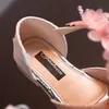 Filles Hinestone Flower Chaussures Low Talon Fleur de mariage Robe de fête Posse Chaussures Princesse Chaussures pour enfants Toddler 240412