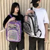 Ryggsäck modestudent preppy stil väska transparent resor dubbel axel tonåring stor ryggsäck avslappnad