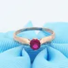 Wedding Rings Shiny Light Luxury Plated Rose Gold Inlaid Round Red Gemstone For Women High Elegant Jewelry