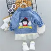 Kleidungssets Frühlingsmädchen Denim Jacke Spitzenkleid 2 Stücke Anzug Kinder Kinder Freizeitkostüme Kleinkind Säugling Outfits