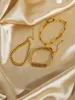 Cadeia de clipe de papel Bracelete de ouro aço inoxidável Link Tocal de gabinete delicada meninas Jóias de pulseira de camadas 9132048