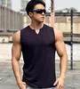 Men's Tank Tops 2024 Summer Men V-neck Vest Gym Top Fitness Sleeveless Shirt Training Sports Undershirt Gyms Train