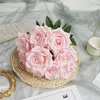 Simulated 9 Diamond Roses Flowers Arrangement Wedding Corner Rose Autumn Retro White Colorful Artificial Home Decor 240506