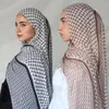 Ethnische Kleidung Islamisch Plaid gedruckter Turban Abaya Hijab Fashion Chiffon Hijabs für Frau Abayas Qualität Schal Muslim Kleid Turbane Kopf