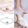 Andra ankletter Fashion Pure 925 Sterling Sier Anklet Fish Crystal Round Pärlor för kvinnor Ankelarmband Fotkedjan Girl Drop Delivery J DH1VH