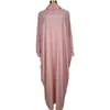 Ethnic Clothing Muslim Ladies Abaya Dubai Women's Solid Dress With Small Bag Color Hooded Milk Silk Bat Sleeve
