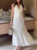 Sukienki robocze Tossy White Knit 2-częściowa długa spódnica dla kobiet Vestidos Top i wysoki talia Zestawy Maxi