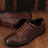 Scarpe casual ourui True Python Skin Men Sandals Guida in pelle Lace-up Uomo da parte del tempo libero