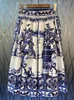 Rokken rokken rode roosarosee klassiek blauw wit porselein print large swing cotton midi 2022 zomer vrouwen gezellige rok designer stofdoekjes