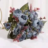 Fiori decorativi Peony Flower Artificial Home Wedding Fallo Bouquet Engineering Garden Decoration Vase per interno da sposa