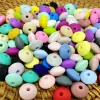 Bloques 500/1000pcs Beads de silicona de 12 mm Beads de lenteja Diy Pacificador de bebé Costilla BPA BPA Free EcoFry Baby Toys Gots