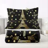 Duvet Cover Queen Size,Eiffel Tower Paris Bedding,Black Gold Set,Bedroom Sets Queen,Paris Decor for Bedroom Bedding Comforter Set (Not including duvet cover and pillow