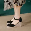 Sandals LIHUAMAO Rope Outsole Wedges Heel Platform Espardilles Shoes Ankle Strap Casual Beach High Pumps