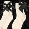 Kvinnors strumpor 1/3pairs Sweet Lace Bow Middle Tube Girls JK Black Daily Versatile Casual Söt mjuk andningsbomull