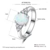 Cluster Rings Cellacity Oval White Big Opal Silvery Finger Ring Luxury Crystal Gemstone Wedding For Women Jewelry Accessories Party