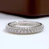 Eternity Micro Pave Moissanite Diamond Pierścień 100% Oryginalne 925 Srebrne Pierścienie ślubne