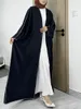 Etniska kläder Ramadan Solid Open Front Simple Abayas Elegant Long Sleeve Maxi Längd täcker kvinnors