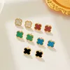 Cheap price and high-quality earring jewelry Lucky Four leaf Grass Earrings Gold Versatile with common cleefly