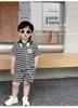 Kleidungsstücke Jungen Kleidung Kurzarmanzug für Kinder im Alter von 0 bis 5 Kleine Mädchen Kleidung Mode Stripe Muster Anzüge Kinder Clothl2405