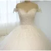 Lace Ball Chapel Neueste Kleider 2020 Applique Zug Korsett Rückenperlen von der Schulter Hochzeit Brautkleid Vestido de Novia