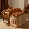 Häuser Haustierbett Katzen Haus Hundebetten hochwertige atmungsaktive warme Plüscht