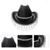 Beretti Rhinestones Cowgirl Hat Fringe Fringe Glitter Cappelli rave per la festa di Halloween