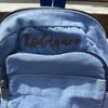 Plecak jeansowy dziewczęta studenckie studenckie szkolne Podróż na świeżym powietrzu spersonalizowane imię proste małe haftowane prezenty