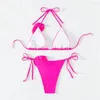 Women's Swimwear Bikini Set Sexy 3D Flower String Triangle Micro Extremo Halter Women Thong Swimsuit Bathing Mini Biquinis