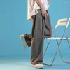 Herrbyxor män avslappnad dragkammare elastisk midja streetwear svettbyxor med bred ben djup gren för sportstil dagligen