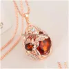 Colliers pendants Femmes Fimestone Crystal Long Popcorn Champagne Champagne Rose Gol Fleur Blé Poue-oreille Collier Fashion Design P Dhudq