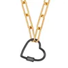 Colliers pendants Punk 3 Couleur disponible Collier de coeur Bijoux pour femmes Déclaration de la chaîne épaisse couloir CZ Carabiner Lock fermoir