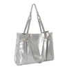 Evening Bags Y2K Style Silver Leather Big Shoulder Side For Women 2024 Short Handle Crossbody Bag Shopping Shopper Handbag