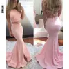 Jurken roze prom tweedelige sexy halter satin juweel nek kanten applique op maat gemaakte Afrikaanse avondfeestjurk plus maat