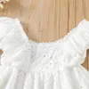 Mädchenkleider 0-18m Neugeborene Mädchen Kleider Sommer Solid Color Hollow Out Rüfeln A-Line Kleid Sommerprinzessin Kleider für Girlsl2405