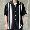 Chemises décontractées pour hommes Blanc Blanc Wacko Stripe Colorlocking Shirt Flip Necy Cardigan Mens Loose Womens Hawaii