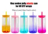 VS Warehouse Kinderen kunnen Gradiënt gekleurde acrylbierbekers kunnen ombre jelly gekleurde 16 oz plastic acryl frisdrank kan fles met kleurrijke PP -deksels