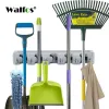 Rekken Walfos Plastic Wall Mounted Mop Holder Storingsrek Haken Borstel Broom Organisator Hanger Home Badkamer Accessoires