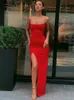 Vestidos casuais Portalho Vermelho Ano preto Ano de natal Mulheres Longa Primavera BodyCon Lace Lace Up Stretch Slim Midi Femme