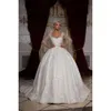 Hochzeit Wunderschöne Kleider Langer Ball Quadrat 3/4 Ärmeln glänzende Pailletten Rückenless Reißverschluss Court Flecken maßgeschneiderte Brautkleid Plus Size Vestidos de Novia