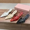 Miui lederen slingback hakken hoog 5,5 cm kitten vrouw sandalen echte lederen vaste kleur puntige teen gesp gespierdecor trendy lakleer formele schoenen feestschoenen