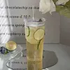 Tumblers 2 600 мл прямоугольные стеклянные чашки с крышкой и прозрачным питьем соломы, используемые для кофейного напитка для кофейного сока сока H240506