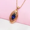 Chains Fashion classique incrustée Blue Gem Pendant plaqué 14k rose or dans un collier pour femmes bijoux de luxe légers