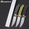 Tunafire Black/Green/Army Green/Folding Knife Высококачественное льняное волокно с шариком D2 Steel Blade Camping Outdoor Tool