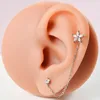 Stud Earrings Steel Zircon Crowns Chain Ear Tragus Cartilage Flower Piercing Earring Conch Body Jewelry