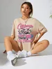 T-shirt féminin Lettre graphique Impression Crew T-shirt T-shirt Womens Street Casual Hip Hop Vêtements Coton Plus taille Courte courte 2405