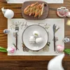 Easter Bunny Table Runner Linen Gnome Eggs Rabbit Matduk Placemat Decoration for Home Kitchen 2024 Spring 240430