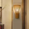 Lampy ścienne retro bambus lampa kinkiet lampa lampa e27 rattan cień tkany do wystroju